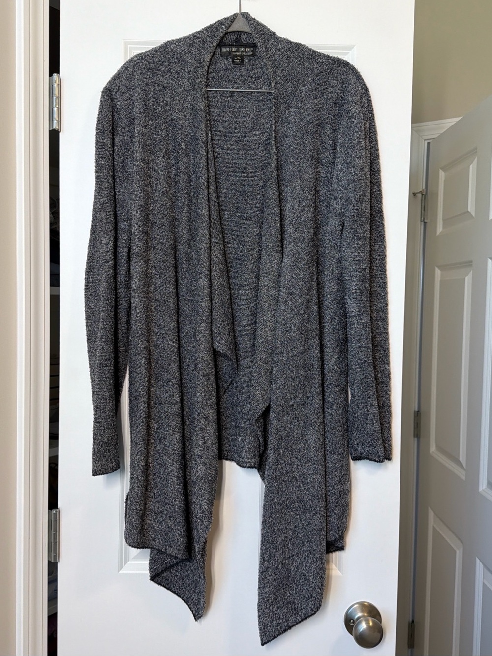 Barefoot Dreams Charcoal Gray Open-Front Draped Cardigan